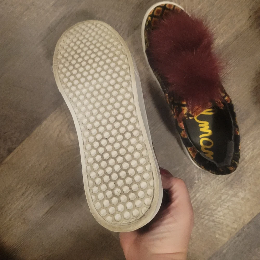 Sam Edelman Velvet & Fur Sneakers | Size 7.5